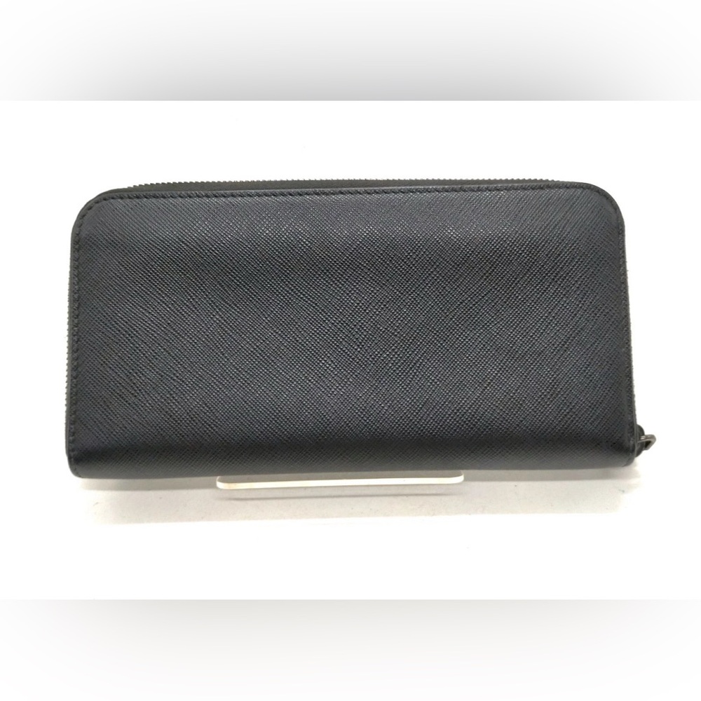 Prada Long Wallet Black Leather With Gray and White bi color inside authentic - Picture 2 of 11